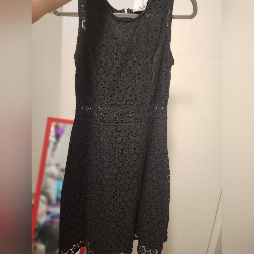 J Lee Black Floral Cut-Out Dress, Double Lined, Size ( L ) In Girls.
